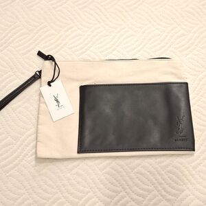 NWT YSL Beauty Pouch In Black And Cream